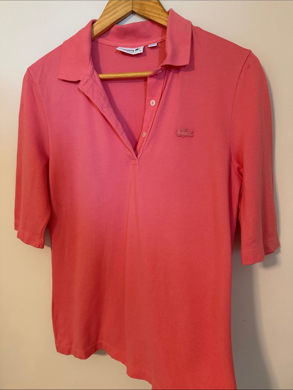 Lacoste Women’s Coral Pink Pique Polo Shirt
